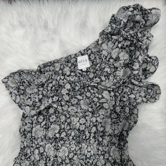 Misa Los Angeles Josephine Floral One-Shoulder Ruffle Mini Dress Size Small - Picture 4 of 14